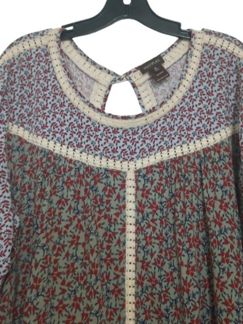 Boho Floral Patchwork Print Cottage Fairy Blouse 1X Festival Romantic - Picture 4 of 12